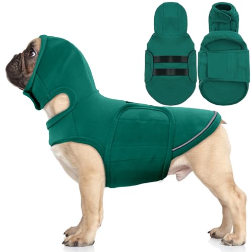 Lelepet Beruhigender Hunde-Kapuzenpullover mit Hundeohrschutz, bequemes Hunde-Shirt zur Angstlinderung, reflektierend, beruhigende Weste für Feuerwerk, Gewitter, Trennung, weicher von LeLePet