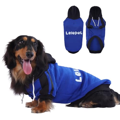 Lelepet Dackel-Hoodie mit Dackel-Motiv, warmer Hunde-Kapuzenpullover, Fleece, Hunde-Sweatshirt, Hoodies für Hunde, weicher Dackel-Hundemantel mit Loch für die Leine, Hundekleidung mit Lelepet-Druck, von LeLePet