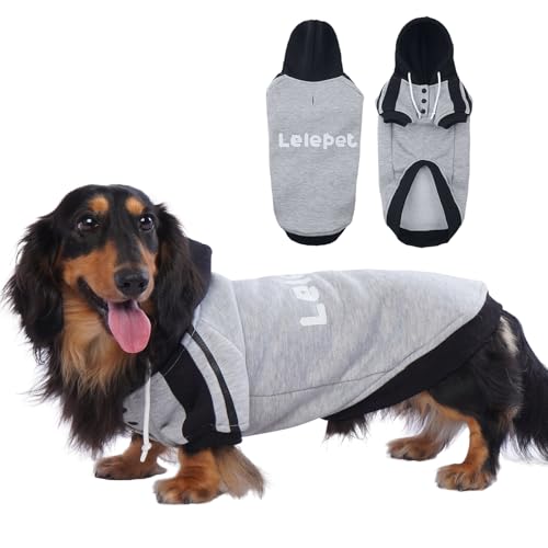 Lelepet Dackel-Hoodie mit Dackel-Motiv, warmer Hunde-Kapuzenpullover, Fleece, Hunde-Sweatshirt, Hoodies für Hunde, weicher Dackel-Hundemantel mit Loch für die Leine, Hundekleidung mit Lelepet-Druck, von LeLePet