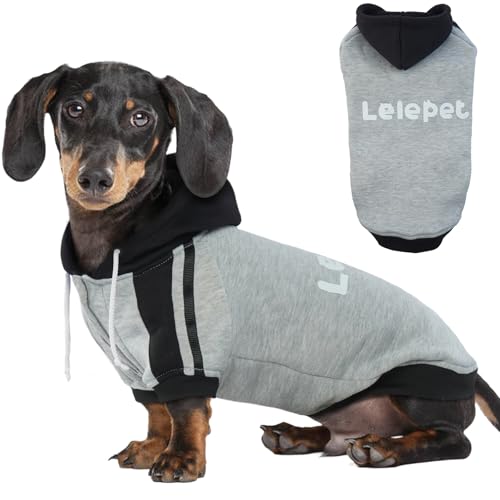 Lelepet Kapuzenpulli für Dackel, Hundepullover mit Lelepet Print, Dachshund Hundesweatshirt, Pullover Hoodie für Kleine Mittelgroße Große Haustier, Weich Hund Kapuzen Kleidung, Grau XL von LeLePet