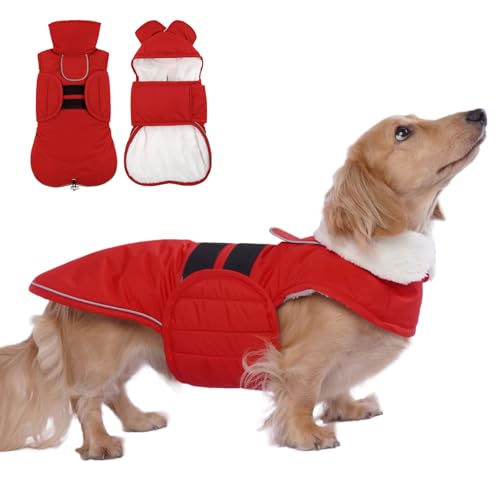 Lelepet Dackelmantel, warmer Hunde-Wintermantel, Hundemantel für Dackel, wasserdichte Hunde-Fleeceweste, reflektierende Hundejacke, Mäntel für Dackel mit verstellbarem Band, Wursthunde-Schneeanzug mit von LeLePet