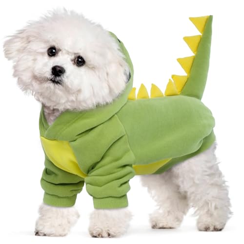 Lelepet Hund Dinosaurier Kostüm Warm Fleece Winter Hund Hoodie für Kleine Mittlere Große Hunde, Lustiges Hund Halloween Kostüm Hund Cosplay Outfit Haustier Dinosaurier Hoodie Hund Verkleidung für von LeLePet