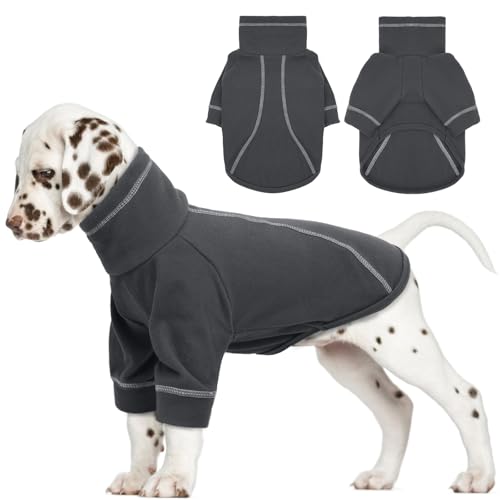 Lelepet Hunde-Fleecepullover, Rollkragen-Hundepullover, Weste, warmer Hundepullover für Herbst und Winter, Stretch-Hunde-Sweatshirt, leichtes Hundemantel-Outfit für kaltes Wetter, dunkelgrau, Größe M von LeLePet