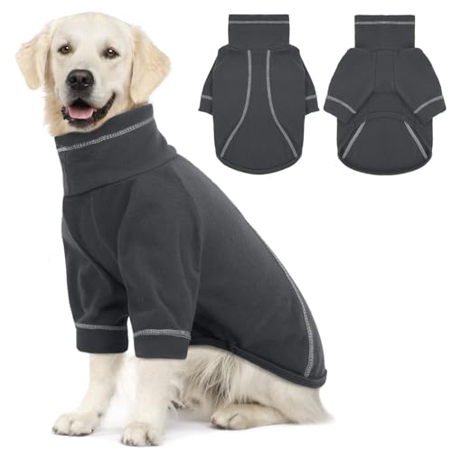 Lelepet Hunde-Fleecepullover, Rollkragen-Hundepullover, Weste, warmer Hundepullover für Herbst und Winter, Stretch-Hunde-Sweatshirt, leichtes Hundemantel-Outfit für kaltes Wetter, dunkelgrau, XL von LeLePet