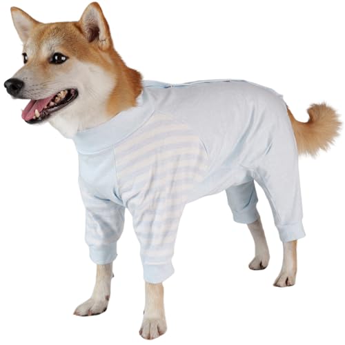 Lelepet Einteiler für Hunde, Schutzanzug zur Erholung, Hundebody Nach Op, Medical Pet Shirt für Kleine Mittelgroße Große Hunde, Hund Wundschutzanzug Schlafanzug, Hund Halskrause Alternative, Blau 2XL von LeLePet