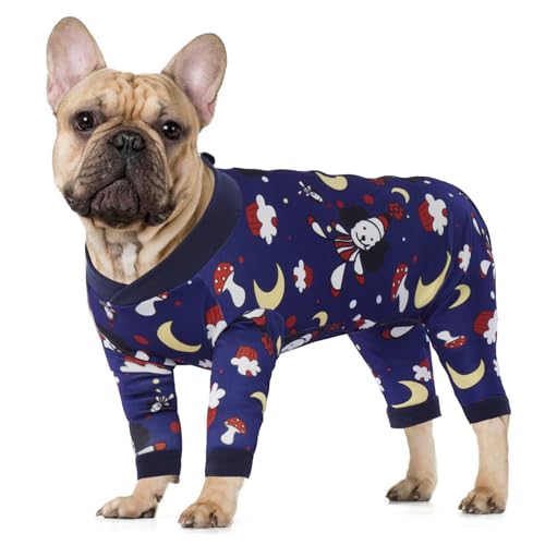 Lelepet Hunde-Pyjama, weicher, elastischer Einteiler für männliche und weibliche Hunde, niedliches Cartoon-Muster, Haustierkleidung, atmungsaktiv, für kleine Hunde, Welpen-Pyjama-Outfit, langärmeliger von LeLePet