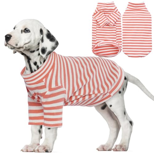 Lelepet Hunde-Shirt-Weste, leichtes gestreiftes Haustier-Shirt für kleine, mittelgroße und große Hunde, weiches T-Shirt für Hunde und Katzen, atmungsaktives Hunde-Sweatshirt, Welpenshirt mit Ärmeln, von LeLePet