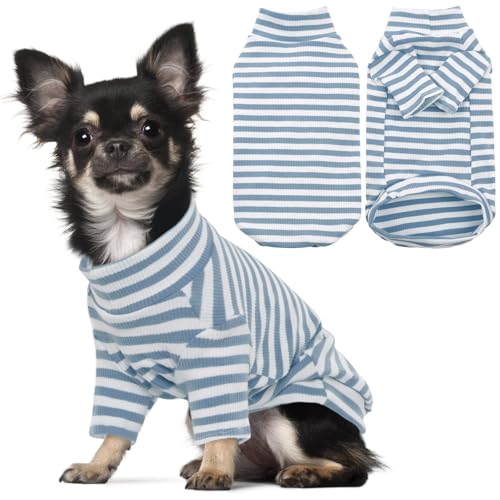 Lelepet Hunde-Shirt-Weste, leichtes gestreiftes Haustier-Shirt für kleine, mittelgroße und große Hunde, weiches T-Shirt für Hunde und Katzen, atmungsaktives Hunde-Sweatshirt, Welpenshirt mit Ärmeln, von LeLePet