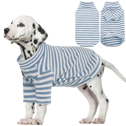 Lelepet Hunde-Shirt-Weste, leichtes gestreiftes Haustier-Shirt für kleine, mittelgroße und große Hunde, weiches T-Shirt für Hunde und Katzen, atmungsaktives Hunde-Sweatshirt, Welpenshirt mit Ärmeln, von LeLePet