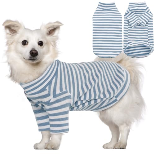 Lelepet Hunde-Shirt-Weste, leichtes gestreiftes Haustier-Shirt für kleine, mittelgroße und große Hunde, weiches T-Shirt für Hunde und Katzen, atmungsaktives Hunde-Sweatshirt, Welpenshirt mit Ärmeln, von LeLePet