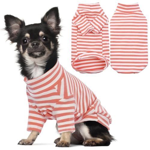 Lelepet Hundehemd Weste, leichtes gestreiftes Haustiershirt für kleine, mittelgroße und große Hunde, weiches T-Shirt für Hunde und Katzen, atmungsaktives Hunde-Sweatshirt, Welpenshirt mit Ärmeln, von LeLePet