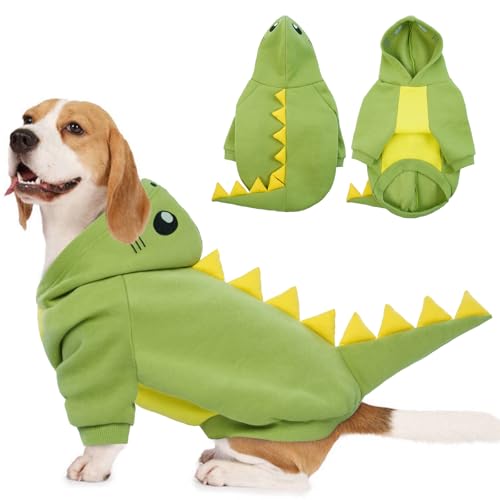 Lelepet Hundekostüm, Halloween-Kostüm, für große Hunde, Dinosaurier-Kostüm, lustige Hundekleidung, Fleece-Hunde-Kapuzenpullover, warmer Hundemantel für große Hunde, kaltes Wetter, Mäntel, französische von LeLePet