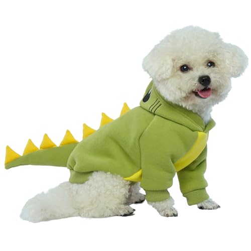 Lelepet Hundekostüm, Halloween-Kostüm, kleine Hunde, Dinosaurier-Kostüm, lustige Hundekleidung, Fleece-Hunde-Kapuzenpullover, warmer Hundemantel für kleine Hunde, Welpen, Hunde, kaltes Wetter, Mäntel, von LeLePet