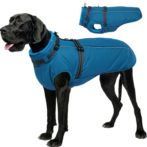 Lelepet Hundemantel, Hundemantel mit Geschirr, eingebauter warmer Hunde-Wintermantel, wasserdichte Hundejacke mit Geschirr, für kaltes Wetter, dicke Hunde-Fleeceweste, reflektierende Hundemäntel für von LeLePet