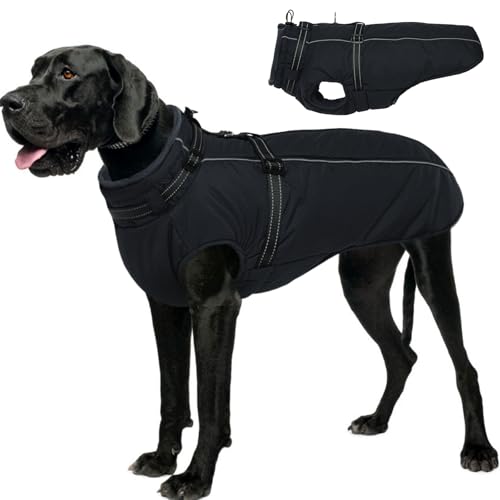 Lelepet Hundemantel, Hundemantel mit Geschirr, eingebauter warmer Hunde-Wintermantel, wasserdichte Hundejacke mit Geschirr, für kaltes Wetter, dicke Hunde-Fleeceweste, reflektierende Hundemäntel für von LeLePet