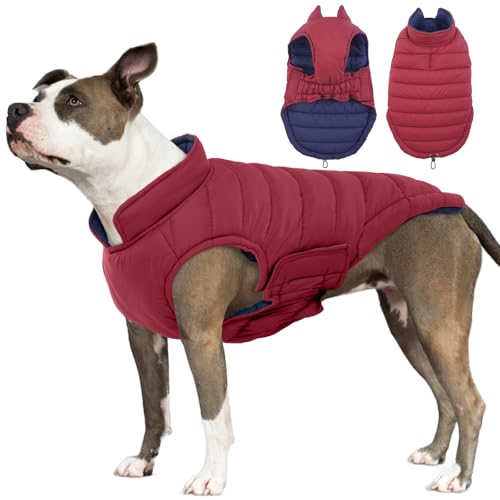 Lelepet Hundemantel, wendbarer Hunde-Wintermantel für kleine, mittelgroße und große Hunde, warmer Hunde-Schneeanzug, wasserdichte Hunde-Winterjacke, Haustierwelpe, kaltes Wetter, Hundepufferjacke, von LeLePet