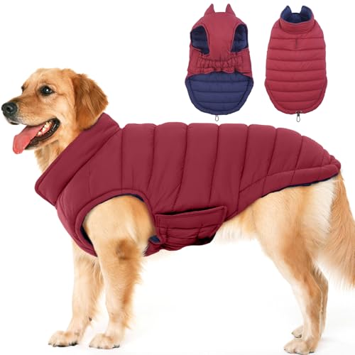 Lelepet Hundemantel, wendbarer Hunde-Wintermantel für kleine, mittelgroße und große Hunde, Warmer Hunde-Schneeanzug, wasserdichte Hunde-Winterjacke, Haustierwelpe, kaltes Wetter, Hundepufferjacke von LeLePet