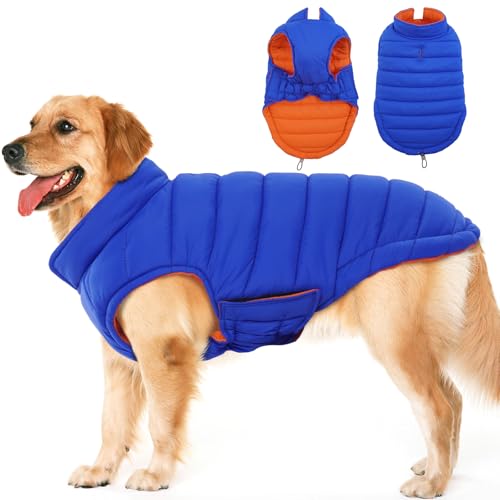 Lelepet Hundemantel, wendbarer Hunde-Wintermantel für kleine, mittelgroße und große Hunde, warmer Hunde-Schneeanzug, wasserdichte Hunde-Winterjacke, Haustierwelpe, kaltes Wetter, Hundepufferjacke, von LeLePet