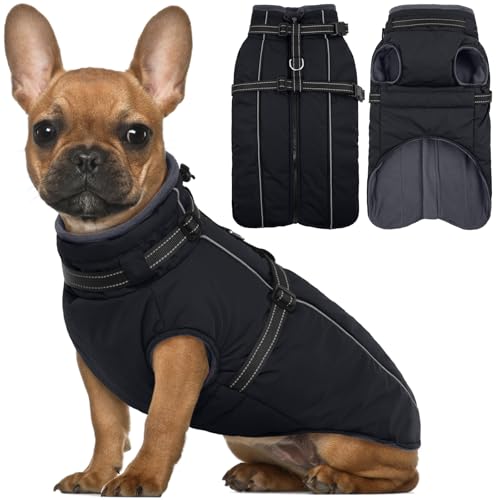 Lelepet Hundemantel für den Winter, warme Hundejacke mit integriertem Geschirr, winddicht, mit Fleece gefüttert, Mantel für kleine, mittelgroße und große Hunde, reflektierende Hundeweste für kaltes von LeLePet