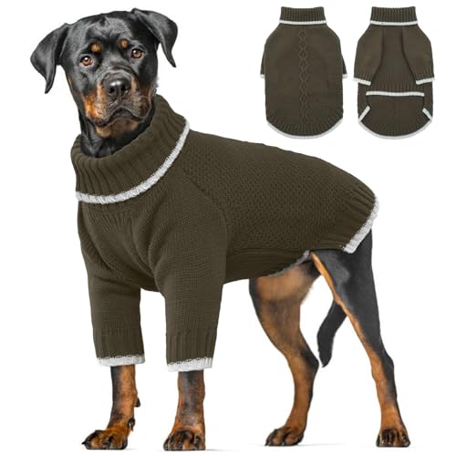 Lelepet Hundepullover, Gestrickt Rollkragen Hundepullover, Warme Welpenkleidung für Herbst und Winter, Hunde-Weihnachtspullover, Haustier Outfit, Hunde-Strickwaren, Sweater für Hunde Katzen, Grün XL von LeLePet