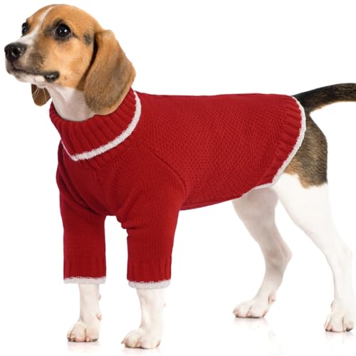 Lelepet Hundepullover, groß, gestrickt, weicher Rollkragen, Hundepullover, warme Welpenkleidung für Herbst und Winter, Hunde-Weihnachtspullover, Outfit, Hunde-Strickwaren, Sweatshirt für Beagle, von LeLePet