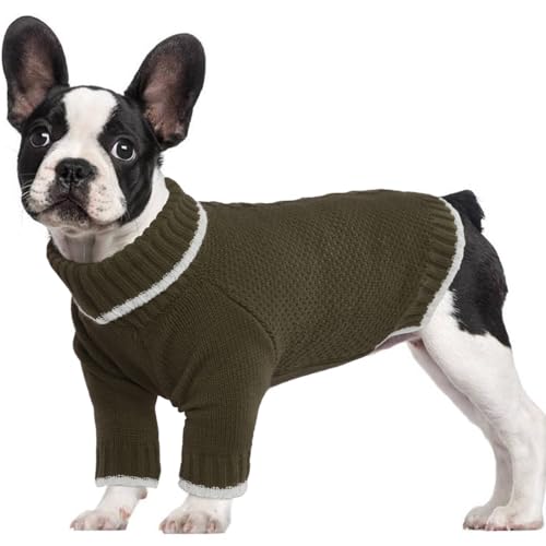 Lelepet Hundepullover, mittelgroß, gestrickt, Rollkragen, Hundepullover, warme Welpenkleidung für Herbst und Winter, Hunde-Weihnachtspullover, Outfit, Hundestrickwaren, Sweatshirt für Bulldogge, von LeLePet