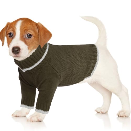 Lelepet Hundepullover Kleine gestrickte Hundepullover Rollkragen Hundepullover Warme Welpenkleidung für Herbst Winter Hund Weihnachtspullover Outfit Hund Strickwaren Sweatshirt für Yorkshire von LeLePet