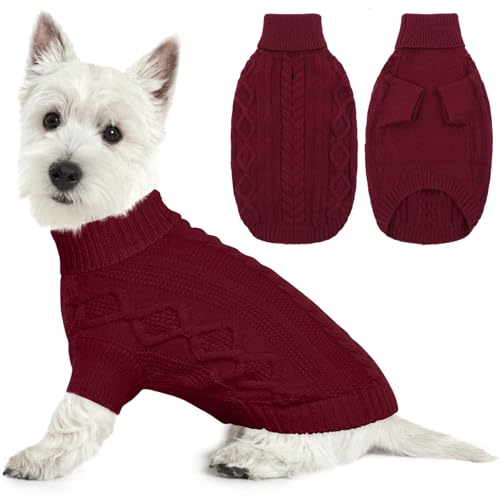 Lelepet Hundepullover Winter Hundepullover, Gestrickter Warmer Rollkragen Hund Weihnachtspullover für kaltes Wetter, Weiche Hundestrickwaren für Kleine Hunde Jungen Mädchen Haustier Weste Outfit Katze von LeLePet