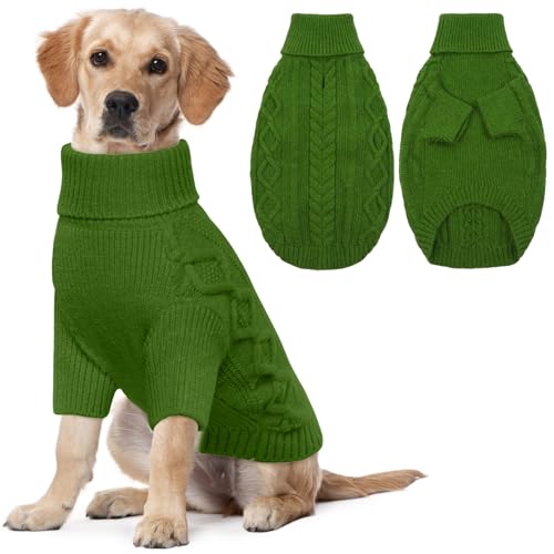 Lelepet Hundepullover Winter Hundepullover, Gestrickter Warmer Rollkragenpullover Hund Weihnachtspullover für kaltes Wetter, Weiche Hundestrickwaren für große Hunde Jungen Mädchen Haustier Weste von LeLePet