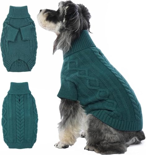 Lelepet Hundepullover für den Winter, gestrickter warmer Rollkragenpullover für kaltes Wetter, weiche Hundestrickwaren für kleine Hunde, Jungen, Mädchen, Haustierweste, Outfit, Katzenpullover, von LeLePet