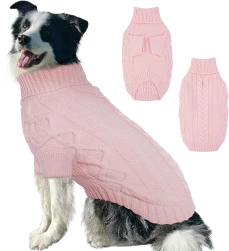 Lelepet Hundepullover für den Winter, gestrickter warmer Rollkragenpullover für kaltes Wetter, weiche Hundestrickwaren für mittelgroße Hunde, Jungen, Mädchen, Haustierweste, Outfit, Katzenpullover, von LeLePet