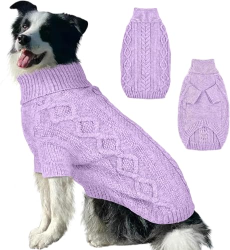 Lelepet Hundepullover für den Winter, gestrickter warmer Rollkragenpullover für kaltes Wetter, weiche Hundestrickwaren für mittelgroße Hunde, Jungen, Mädchen, Haustierweste, Outfit, Katzenpullover, von LeLePet