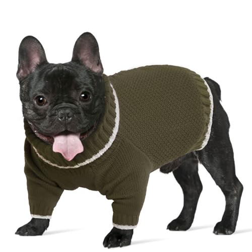 Lelepet Hundepullover für große Hunde, weicher Rollkragenpullover, Hunde-Sweatshirt, warme Hundekleidung, Strickwaren, Haustier-Outfit, Herbst-Hundepullover, Dackel, Chihuahua, Französische Bulldogge von LeLePet