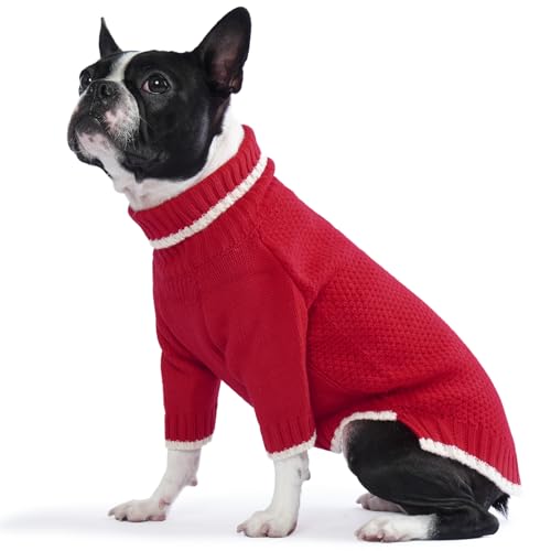 Lelepet Hundepullover für große Hunde, weicher Rollkragenpullover, Hunde-Sweatshirt, warme Hundekleidung, Strickwaren, Haustier-Outfit, Herbst-Hundepullover, Dackel, Chihuahua, Französische Bulldogge von LeLePet