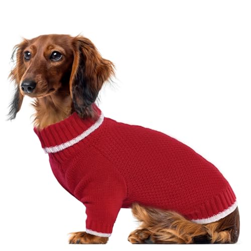 Lelepet Kleiner Hundepullover für kleine Hunde, weicher Rollkragenpullover, Hunde-Sweatshirt, warme Hundekleidung, Strickwaren, Haustier-Outfit, Herbst-Hundepullover, Dackel, Chihuahua, Französische von LeLePet