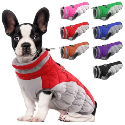 Lelepet Warmer Hunde-Wintermantel, Hundejacke mit Geschirr, für kaltes Wetter, winddicht, reflektierend, Rollkragen, für kleine und mittelgroße und große Hunde von LeLePet