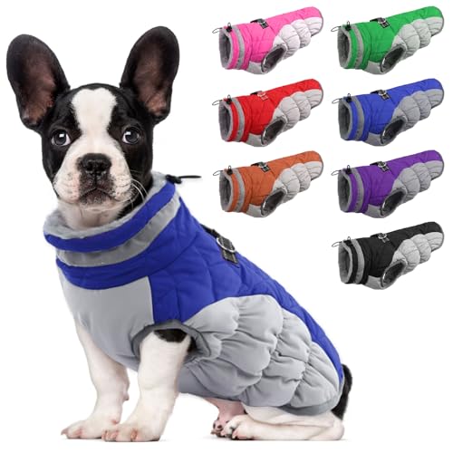 Lelepet Warmer Hunde-Wintermantel, Hundemantel, Fleece-Hundejacke mit Geschirr, für kaltes Wetter, winddicht, reflektierend, Rollkragen, Größe XS, Hunde-Fleeceweste mit Reißverschluss, Hundemantel für von LeLePet