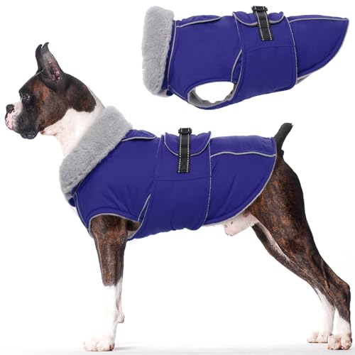 Lelepet Hundemantel Winterweste Reflektierende Fleece Hundejacke für Kleine Hunde Wasserdicht Hundejacke Wintermantel Warme Winterjacke mit Verstellbarer Schnalle, Blau S von LeLePet