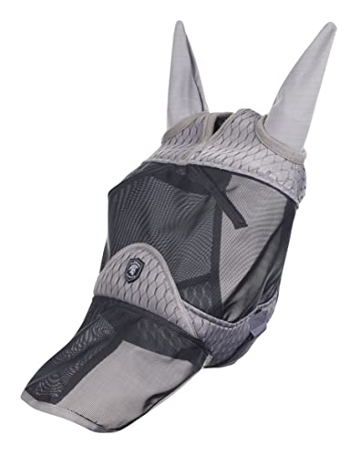 LeMieux Horse Gladiator Vollmaske in Grau - 4-Wege-Stretch-Lycra - Atmungsaktives Mesh - Medium von LeMieux