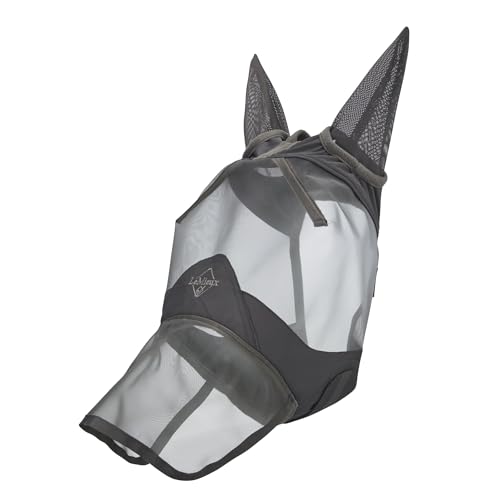 LeMieux Horse ArmourShield Pro Fliegenmaske mit weichem Bambusfutter – UV-schützendes und atmungsaktives Netzgewebe – Grau – Größe XL von LeMieux