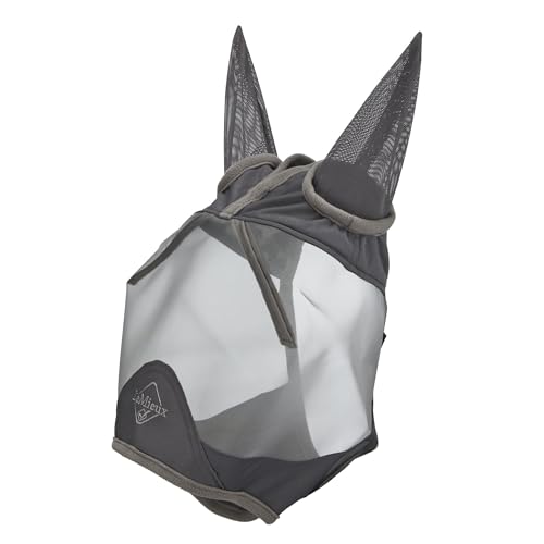 LeMieux Horse ArmourShield Pro Halbfliegenmaske mit weichem Bambusfutter – UV-schützendes & atmungsaktives Mesh – Grau – klein von LeMieux