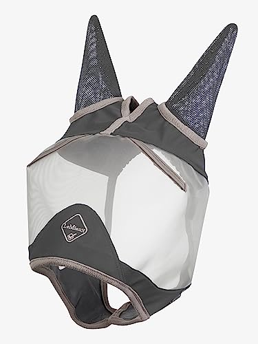 LeMieux Horse ArmourShield Pro Halbfliegenmaske mit weichem Bambusfutter – UV-schützendes & atmungsaktives Mesh – Grau – klein von LeMieux