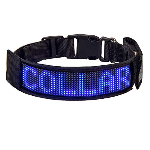 Leadleds Bluetooth-LED-Hundehalsband, wiederaufladbar über USB, leuchtendes Haustier-Sicherheitshalsband, blaues Licht, Größe M (37–50 cm) von Leadleds