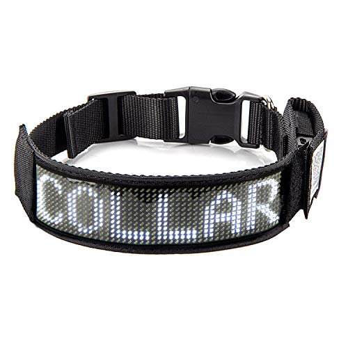 Leadleds LED-Hundehalsband, wiederaufladbar über USB, leuchtendes Haustier-Sicherheitshalsband, weißes Licht, Größe M (37–50 cm) von Leadleds