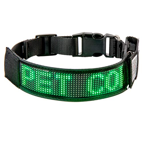 Leadleds LED-Hundehalsband, wiederaufladbar über USB, leuchtendes Haustier-Sicherheitshalsband, grünes Licht, Größe M (37–50 cm) von Leadleds