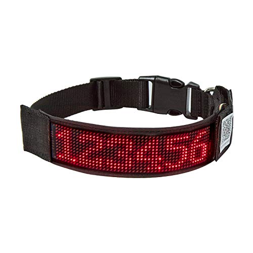 Leadleds Bluetooth-LED-Hundehalsband, wiederaufladbar über USB, leuchtendes Haustier-Sicherheitshalsband, rotes Licht, Größe M (37–50 cm) von Leadleds