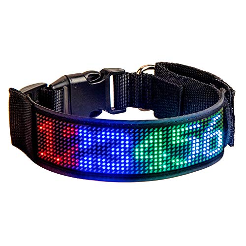 Leadleds LED-Hundehalsband, blinkend, wiederaufladbar, Sicherheitshalsband, leuchtet im Dunkeln, leuchtende Halsschlaufe (gemischte LED) von Leadleds