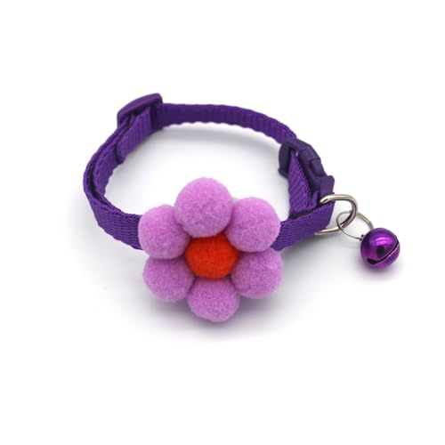 Welpenhalsband 3D Floral Hundehalsband mit Glocke Anti-Riss Haustier Kostüm Lila von Leadrop