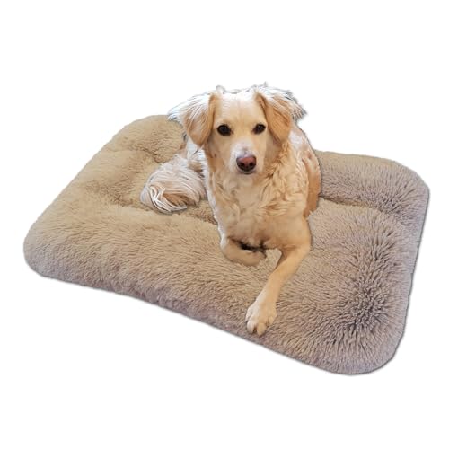 Leanbe Hundebett Hundekissen Hundematratze Ruheplatz Hunde Matratze (Beige Shaggy, L:100x70x8cm) von Leanbe