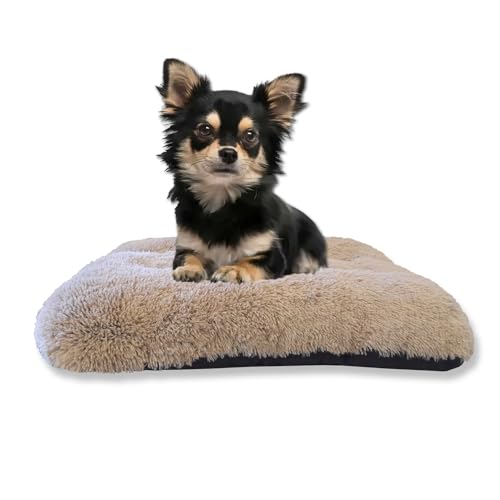 Leanbe Hundebett Hundekissen Hundematratze Ruheplatz Hunde Matratze (Beige Shaggy, S:60x50x6cm) von Leanbe